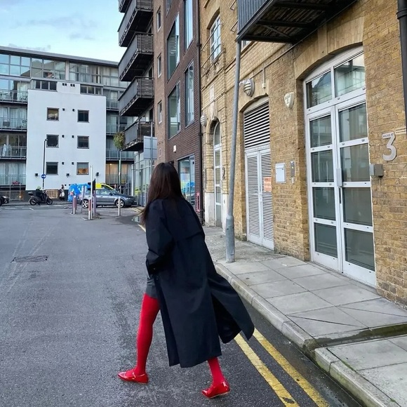 NWT velvet red stockings opaque winter tights fashion legs one size leggy DP - Picture 8 of 16